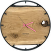 Runde Wanduhr aus Eichenholz, 50 cm, schwarzer Rahmen, Teilstriche Ziffern