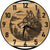 Runde Wanduhr aus Eichenholz, 35 cm, schwarzer Rahmen, arabische Ziffern, Wolf