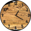 Runde Wanduhr aus Olivenholz, 35 cm, schwarzer Rahmen, arabische Ziffern
