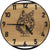 Runde Wanduhr aus Eichenholz, 35 cm, schwarzer Rahmen, arabische Ziffern, Wolf
