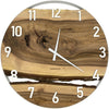 Runde Wanduhr aus Walnussholz, 70 cm, weisser Rahmen, weisse arabische Ziffern