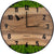 Runde Wanduhr aus Walnussholz, 50 cm, schwarzer Rahmen, Arabische Ziffern, grünes Moos, Adler