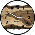 Runde Wanduhr aus Walnussholz, 35 cm, schwarzer Rahmen, arabische Ziffern - PRISEWALD