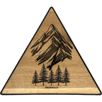 Dreieckige Wanduhr aus Eichenholz, 50 cm, schwarzer Rahmen, keine Ziffern, Berge und Wälder - PRISEWALD