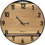 Runde Wanduhr aus Eichenholz, 50 cm, schwarzer Rahmen, arabische Ziffern, klassische Uhr - PRISEWALD