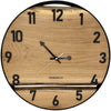 Runde Wanduhr aus Eichenholz, 50 cm, schwarzer Rahmen, arabische Ziffern, klassische Uhr