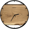 Runde Wanduhr aus Eichenholz, 50 cm, schwarzer Rahmen, Teilstriche Ziffern