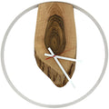 Runde Wanduhr aus Walnussholz, 50 cm, weisser Rahmen, keine Ziffern - PRISEWALD