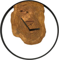 Runde Wanduhr aus Olivenholz, 50 cm, schwarzer Rahmen, keine Ziffern - PRISEWALD