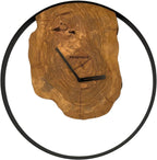 Runde Wanduhr aus Olivenholz, 50 cm, schwarzer Rahmen, keine Ziffern - PRISEWALD