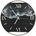 Runde Wanduhr aus Eichenholz, 35cm, weisser Rahmen, Mattschwarzer Lack, arabische Ziffern, Durchsichtiges Epoxidharz - PRISEWALD