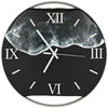 Runde Wanduhr aus Eichenholz, 35cm, weisser Rahmen, Mattschwarzer Lack, arabische Ziffern, Durchsichtiges Epoxidharz