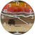 Runde Wanduhr aus Walnussholz, 35 cm, weisser Rahmen, arabische Ziffern, sonnenuntergang farbiges Epoxidharz, VW
