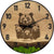 Runde Wanduhr aus Eichenholz, 35 cm, schwarzer Rahmen, arabische Ziffern, grünes Moos, Bären
