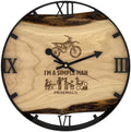 Runde Wanduhr aus Walnussholz, 35 cm, schwarzer Rahmen, römische Ziffern, Motocross, I'M A SIMPLE MAN 🏍️ - PRISEWALD