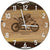 Runde Wanduhr aus Walnussholz, 35 cm, weisser Rahmen, arabische Ziffern, Rennmotor