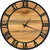 Runde Wanduhr aus altem Holz, 50 cm, schwarzer Rahmen, römische Ziffern