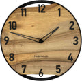 Runde Wanduhr aus Walnussholz, 35 cm, schwarzer Rahmen, arabische Ziffern