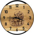 Runde Wanduhr aus Eschenholz, 50 cm, schwarzer Rahmen, arabische Ziffern, Kühe
