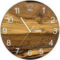 Runde Wanduhr aus Olivenholz, 35 cm, silberner Rahmen, silberne arabische Ziffern