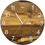 Runde Wanduhr aus Olivenholz, 35 cm, silberner Rahmen, silberne arabische Ziffern
