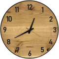 Runde Wanduhr aus Eichenholz, 50 cm, schwarzer Rahmen, arabische Ziffern