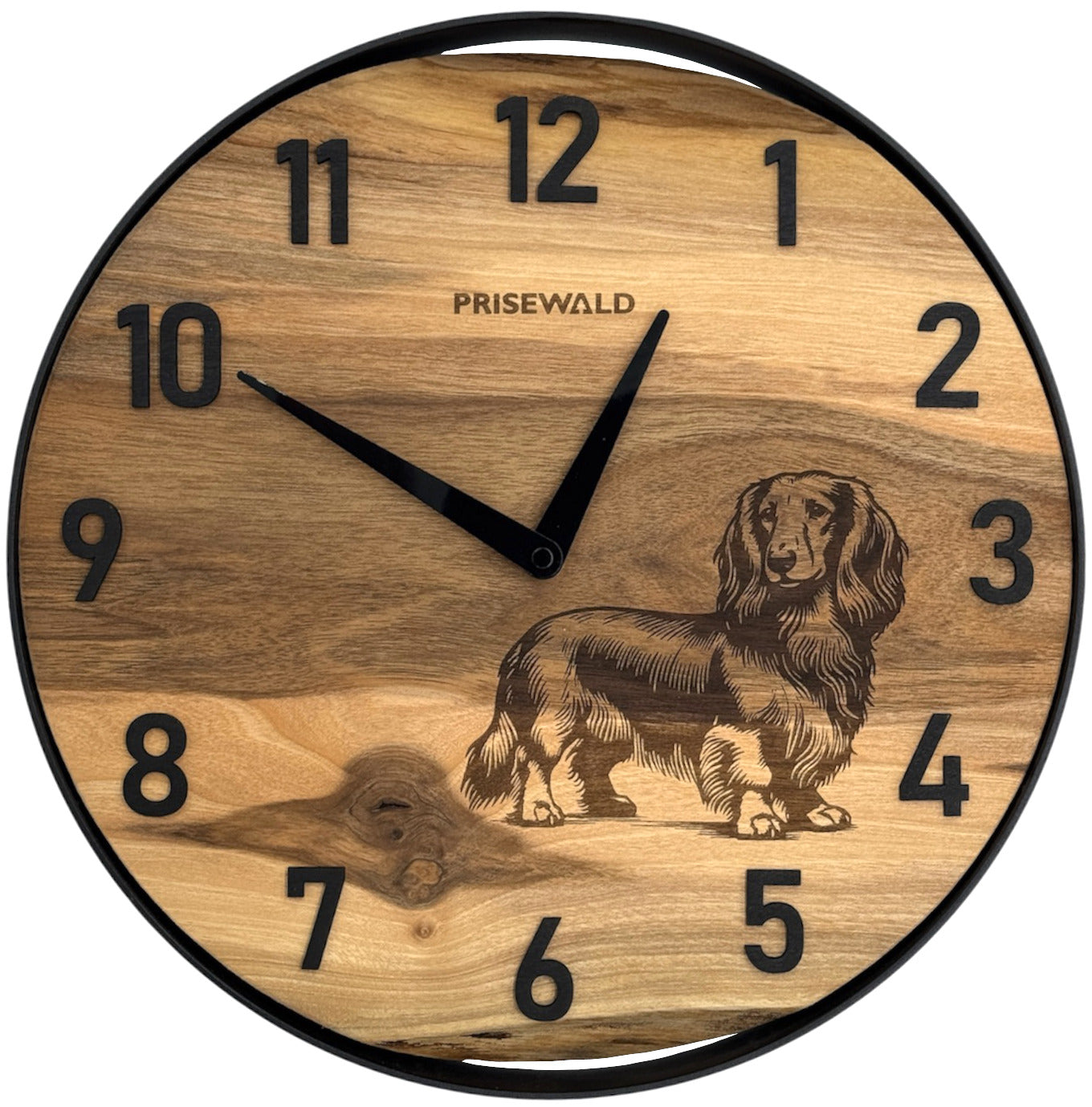 Horloge murale ronde en noyer, 35 cm, cadre noir, chiffres arabes, montagnes enneigées, SUISSE, THOUNE