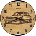 Runde Wanduhr aus Eichenholz, 50 cm, schwarzer Rahmen, arabische Ziffern, BMW E30