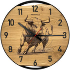Horloge murale ronde en chêne, 50 cm, cadre noir, chiffres arabes, horloge classique