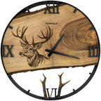 Horloge murale ronde en chêne, 35 cm, cadre noir, chiffres arabes, avion léger