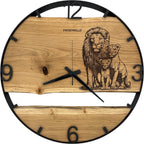 Horloge murale ronde en chêne, 50 cm, cadre noir, chiffres arabes, horloge classique