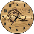 Runde Wanduhr aus Eichenholz, 50 cm, schwarzer Rahmen, arabische Ziffern, Fischer