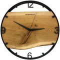 Runde Wanduhr aus Eichenholz, 35 cm, schwarzer Rahmen, arabische Ziffern
