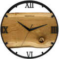 Runde Wanduhr aus Eichenholz, 35 cm, schwarzer Rahmen, römische Ziffern