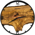 Runde Wanduhr aus Olivenholz, 35 cm, schwarzer Rahmen, arabische Ziffern