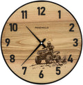 Runde Wanduhr aus Eschenholz, 35 cm, schwarzer Rahmen, arabische Ziffern, ATV, Quad