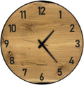 Runde Wanduhr aus Eichenholz, 50 cm, schwarzer Rahmen, arabische Ziffern