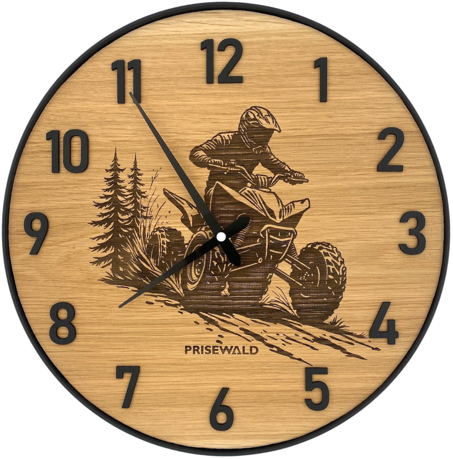Horloge murale ronde en chêne, 35 cm, cadre noir, chiffres arabes, ours, IT'S BEER O'CLOCK