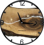 Horloge murale ronde en noyer, 35 cm, cadre noir, chiffres arabes, montagnes enneigées, SUISSE, THOUNE