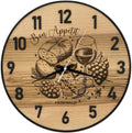 Runde Wanduhr aus Eschenholz, 35 cm, schwarzer Rahmen, arabische Ziffern, Bon Appetit