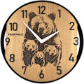 Horloge murale ronde en chêne, 35 cm, cadre noir, chiffres arabes, ours, IT'S BEER O'CLOCK
