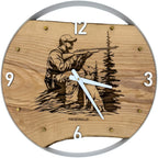 Horloge murale ronde en frêne, 50 cm, cadre noir, chiffres arabes