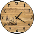 Runde Wanduhr aus Eschenholz, 50 cm, schwarzer Rahmen, arabische Ziffern, Eiger, Mönch, Jungfrau, Murmeltier