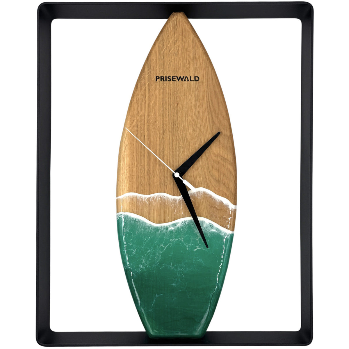 Horloge murale ronde en chêne, 50 cm, cadre noir, sans chiffres, sapins