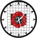 Horloge murale ronde en chêne, 50 cm, cadre noir, graduations chiffrées, "MY GARAGE, MY RULES"