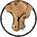 Horloge murale ronde en bois d'olivier, 50 cm, cadre blanc, index chiffres