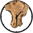 Horloge murale ronde en bois d'olivier, 50 cm, cadre blanc, index chiffres