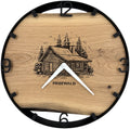 Runde Wanduhr aus Eichenholz, 35 cm, schwarzer Rahmen, arabische Ziffern, Holzhaus