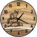 Horloge murale ronde en noyer, 50 cm, cadre noir, chiffres arabes, deux girafes