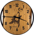 Runde Wanduhr aus Eichenholz, 50 cm, schwarzer Rahmen, arabische Ziffern, Wolf - PRISEWALD